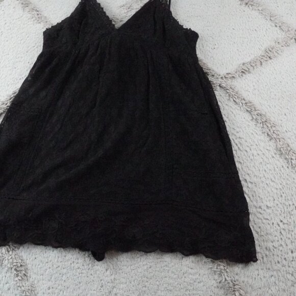 Zara Strappy Embroidered Mini Dress Womens Small Black Floral Black W/ Pockets - Picture 2 of 13